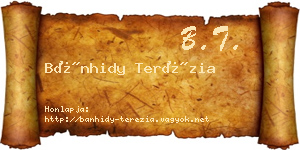 Bánhidy Terézia névjegykártya